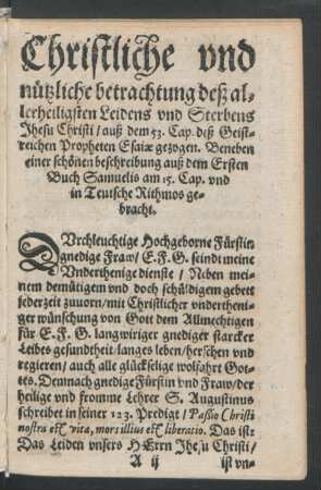 Christliche und nützliche betrachtung deß allerheiligsten Leidens und Sterbens Jhesu Christi ...
