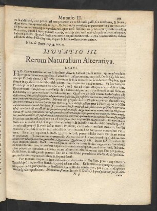 Mutatio III. Rerum Naturalium Alterativa.