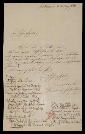 Brief von Dieterichsche Buchhandlung, Göttingen, an Jacob Grimm