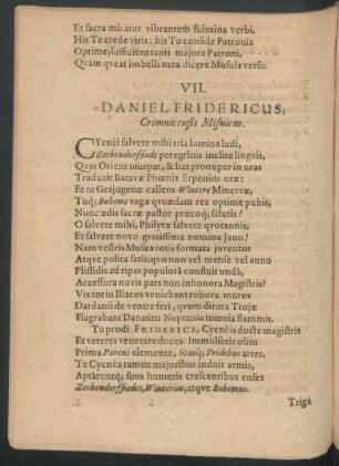 VII. Daniel Fridericus, Crimnicensis Misnicus.