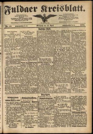 Zweite Ausgabe vom Mittwoch, den 20. April 1904.