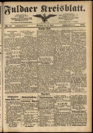 Zweite Ausgabe vom Mittwoch, den 20. April 1904.