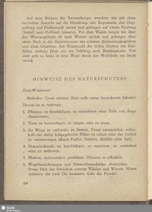 Hinweise des Naturschutzes