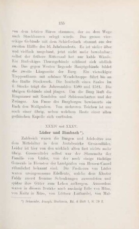 XXXIV und XXXV. Lüder und Bimbach.