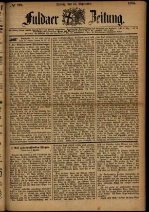Ausgabe vom Freitag, den 25. September 1885.