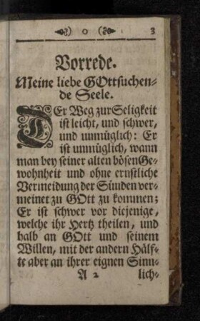 Vorrede. Meine liebe Gottsuchende Seele.