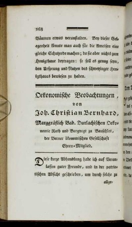 Oekonomische Beobachtungen, von Joh. Christian Bernhard[...]