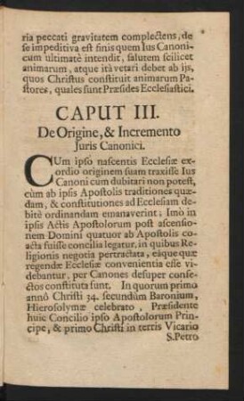 Caput III. De Origine, & Incremento Juris Canonici