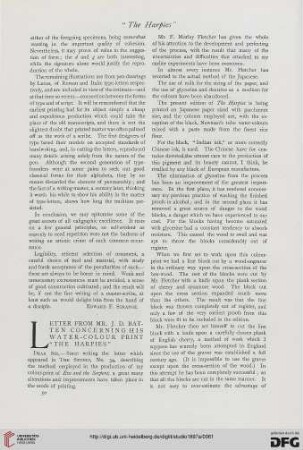 10: Letter from Mr. J. D. Batten concerning his water-colours print "the Harpies"