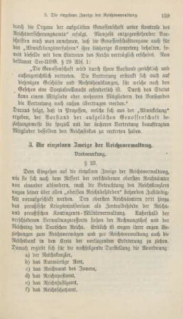 3. Die einzelnen Zweige der Reichsverwaltung