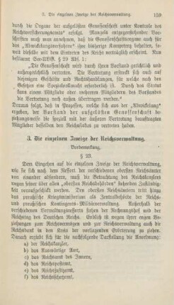3. Die einzelnen Zweige der Reichsverwaltung