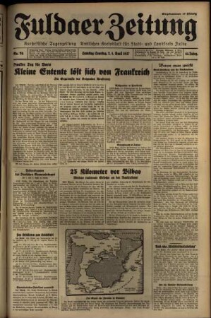Erste Ausgabe vom Samstag, den 03. April 1937.