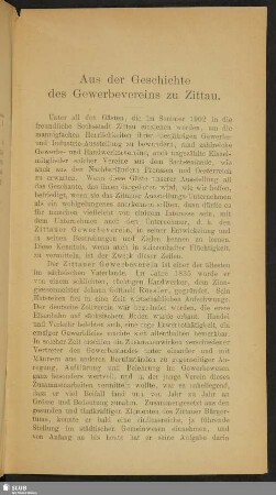 Aus der Geschichte des Gewerbevereins zu Zittau