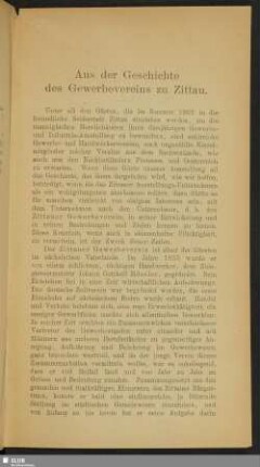 Aus der Geschichte des Gewerbevereins zu Zittau