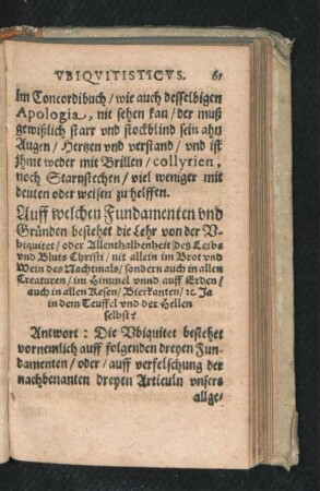 Auff welchen Fundamenten und Gründen bestehet die Lehr von der Ubiquitet ...?