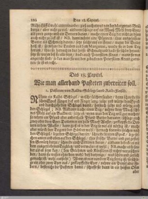 Das 18. Kapitel. Wie man allerhand Pasteten zubereiten soll.