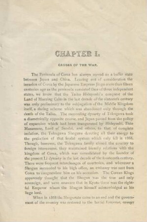 Chapter I. Causes of the war