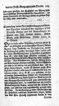 Sammlung neuer Reisebeschreibungen aus fremden Sprachen. Erster Band, erste Abtheilung.