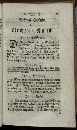Anfangs-Gründe der Rechen-Kunst.