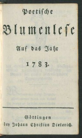 1783: Musen Almanach