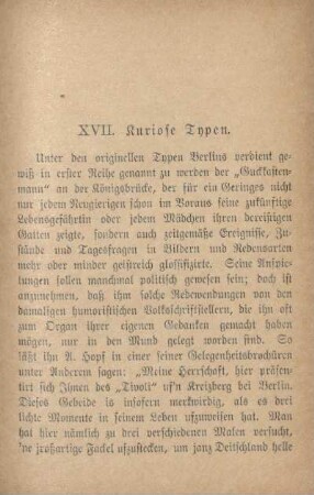 XVII. Kuriose Typen