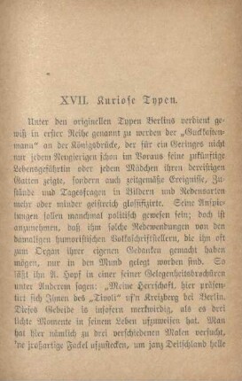 XVII. Kuriose Typen