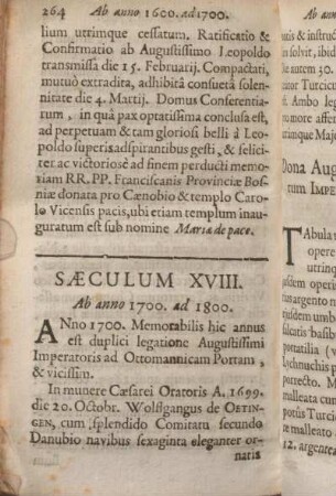 Saeculum XVIII. Ab anno 1700. ad 1800.