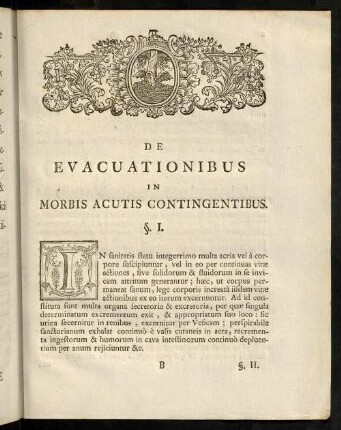 1-15, De Evacuationibus In Morbis Acutis Contingentibus.