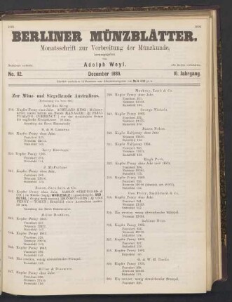 No. 112. Dezember 1889