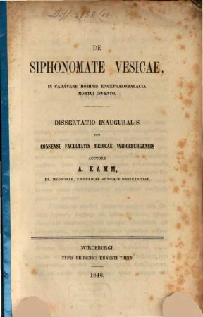 De Siphonomate vesicae, in cadavere homnis encephalomalacia mortui invento