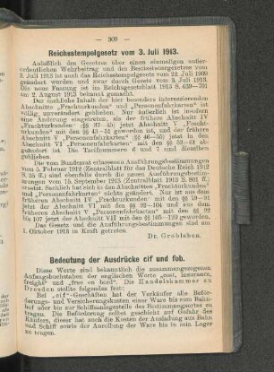 Reichsstempelgesetz vom 3. Juli 1913.