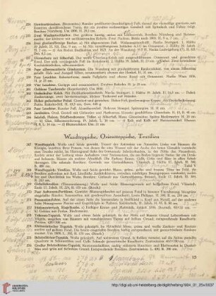 Wandteppiche, Orientteppiche, Textilien (Nr. 267-306)