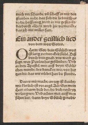 Ein ander geistlich lied || von dem wort Gottes. ||