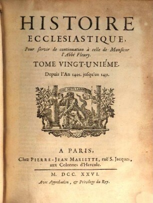 Histoire Ecclesiastique. 21, Depuis l'An 1401. jusqu'en 1431