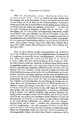 Möring, Maria :: Siemssen & Co. 1846 - 1971, (Veröffentlichungen der Wirtschaftsgeschichtlichen Forschungsstelle e. V., 33) : Hamburg, 1971