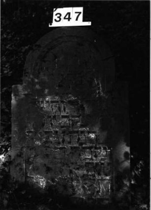 Grabstein 347 (Index: 99898008) Zustand: stark verwittert Maße HxBxT: 93x60x10 cm: Grabstein 347