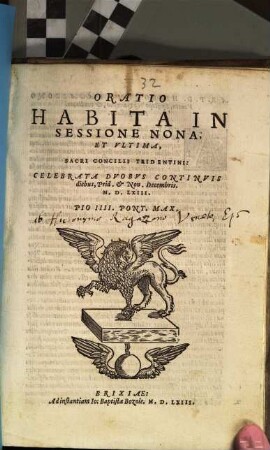 Oratio Habita In Sessione Nona Et Ultima Sacri Concilii Tridentini ...