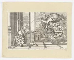 Verkündigung, aus: "Opera selectiora quae Titianus Vecellius Cadubriensis et Paulus Calliari Veronensis inventarunt et pinxerunt"