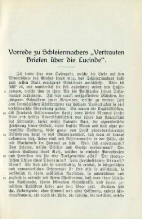 Vorrede zu Schleiermachers "Vertrauten Briefen über die Lucinde"
