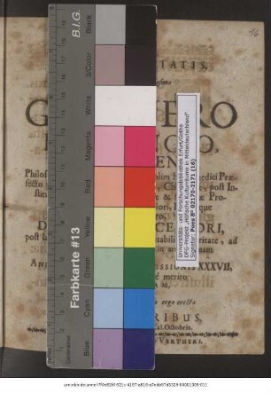 Ara Devotae Pietatis, Viro Illustri & Excellentissimo Dno Guernero Rolfincio, Hamburgensi, Philosophiae & Medicinae Doctori, olim horti medici Praefecto primo, Anatomiae, Botanicae, Chirurgiae, post Institutionum, nunc vero Practicae & Chimiae Professori, Salanae Academiae Seniori, Ducalique Saxonico archiatro ... post labores collegii chimici, inimitabili dexteritate, ad ordinem & methodum chimiae in artis formam a se redactae, Anno Aetatis LXVI, Professionis XXXVII, adeoque duplicem fere merito Comitivam, exantlatos, gratidudinis & gratulationis ergo erecta a Spectatoribus, Anno MDCLXV. Ipsis Kal. Octobris