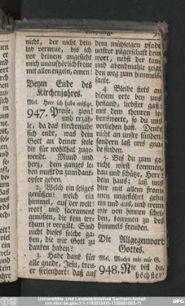 Beym Ende des Kirchenjahres.