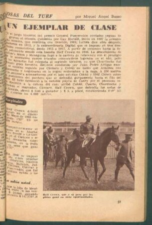 Un ejemplar de clase : Cosas del turf