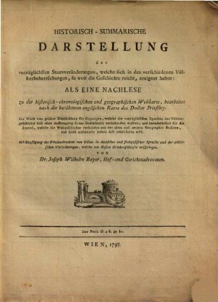 Historisch-summarische Darstellung der vorzüglichen Staatsveränderungen ...