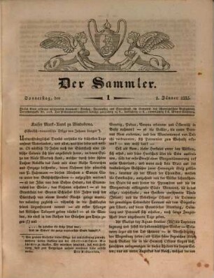 Der Sammler : ein Unterhaltungsblatt. 27. 1835, [1]