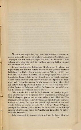 Beitrag zur Histologie des Ösophagus der Vögel