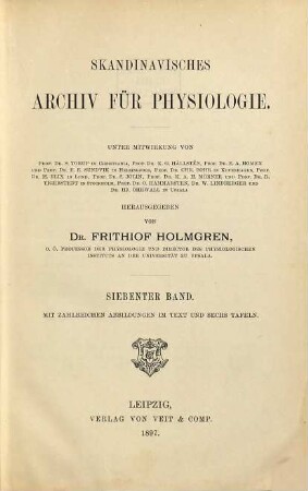 Skandinavisches Archiv für Physiologie. 7. 1897