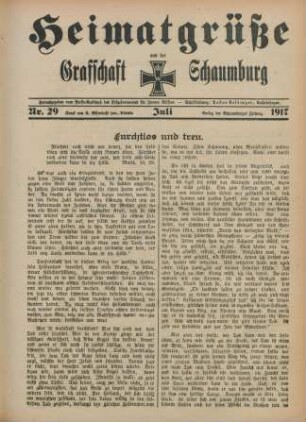 29.1917: Heimatgrüße aus der Grafschaft Schaumburg