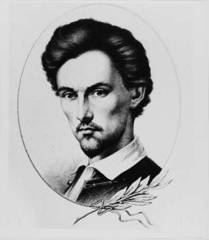 Reproduktion eines Porträts des Dichters Sándor Petöfi (1823-1849)
