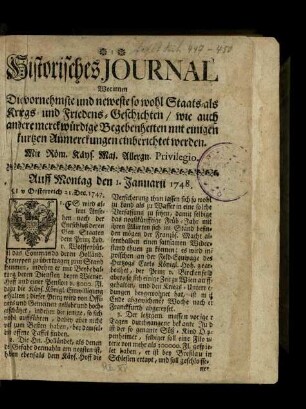 Historisches Journal / 1748
