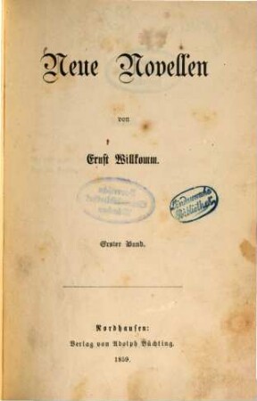 Neue Novellen von Ernst Willkomm. 1